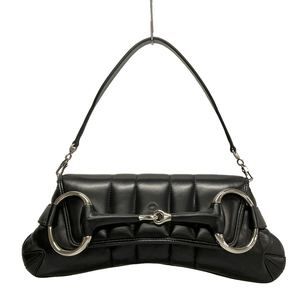 Gucci Horsebit Chain Medium Shoulder Bag Strap Leather Black